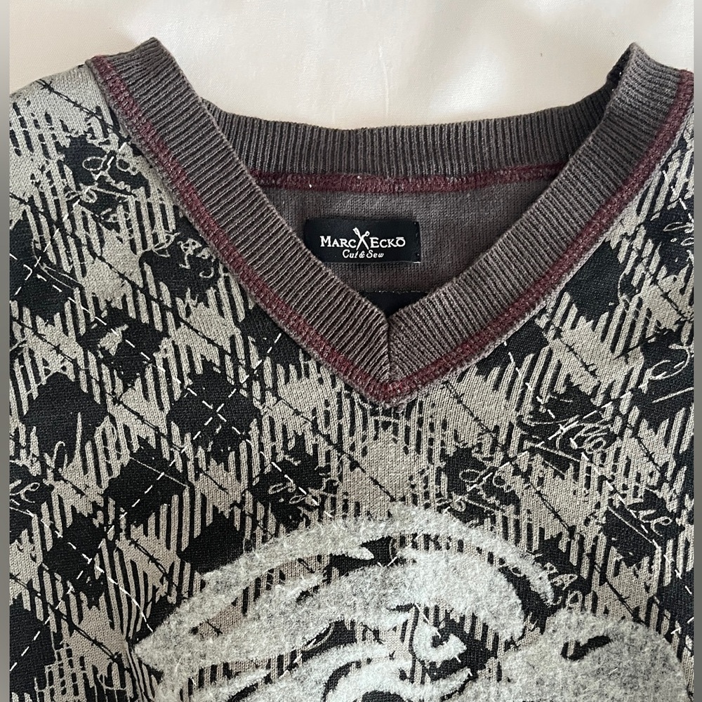 Mark Eck Men's Gray Patterned Sweater - image 2